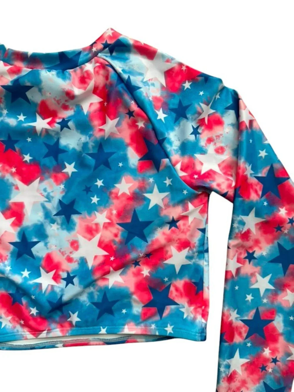 Cat & Jack Girls NWT Star Tie Dye Long Sleeve Crop Swim Rash Guard Top.